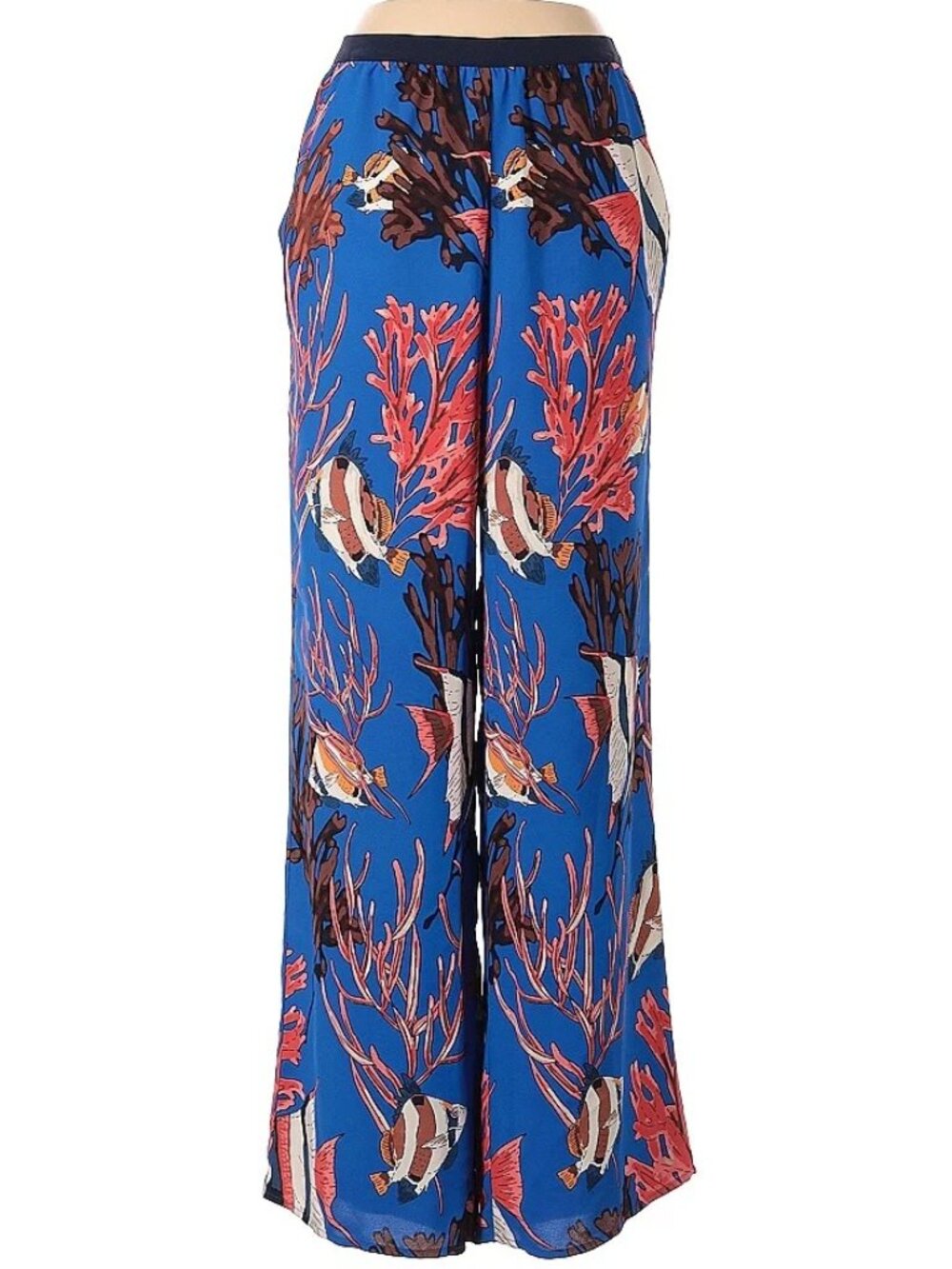 NIC+ZOE bright royal blue coral and fish print pants, Medium